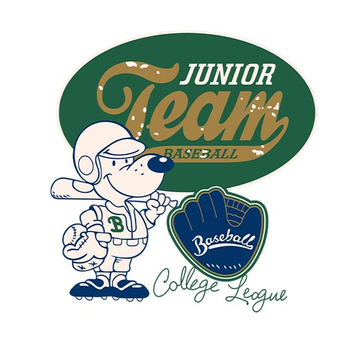 卡通狗图案英文字母图案打棒球的卡通动物可爱卡通棒球手套