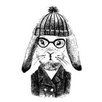 兔子头像矢量手绘兔子素描兔子图案戴帽子的兔子矢量戴眼镜的兔子黑白兔子矢量