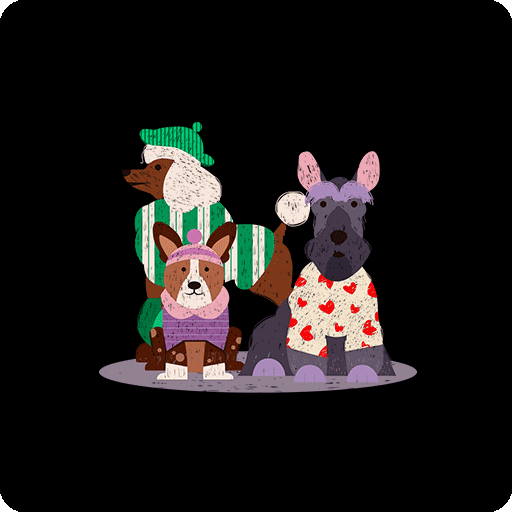 卡通动物图案卡通狗涂鸦狗印花