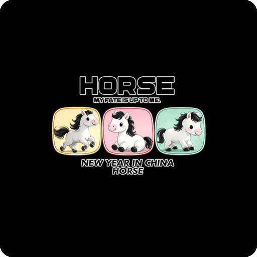 卡通马图案马年印花素材卡通动物图案