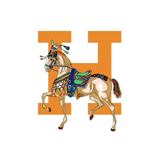 卡通马图案手绘马印花字母H图案