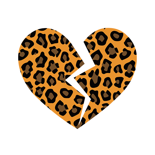 卡通爱心形状豹纹爱心形状裂开爱心