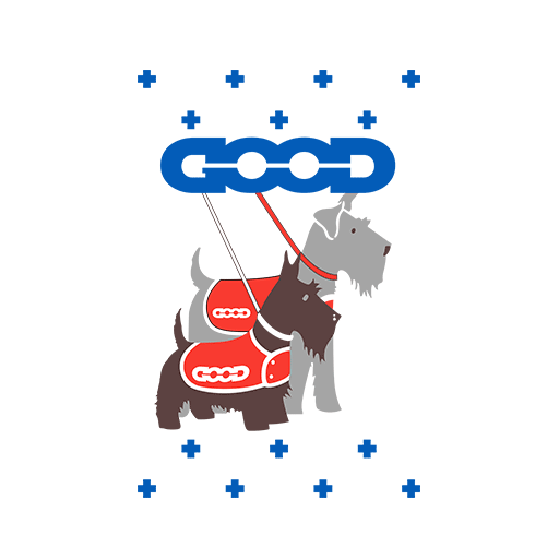 卡通狗图案两只狗GOOD狗印花图案