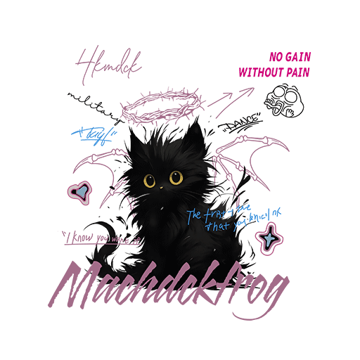 卡通猫黑色猫印花图案手绘动物