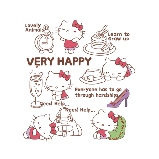 hello kitty印花图案kitty猫图案手绘卡通动画片