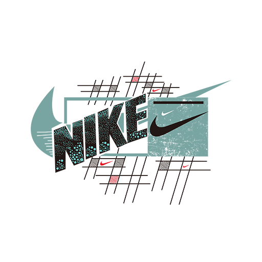 手绘NIKE字母品牌印花素材