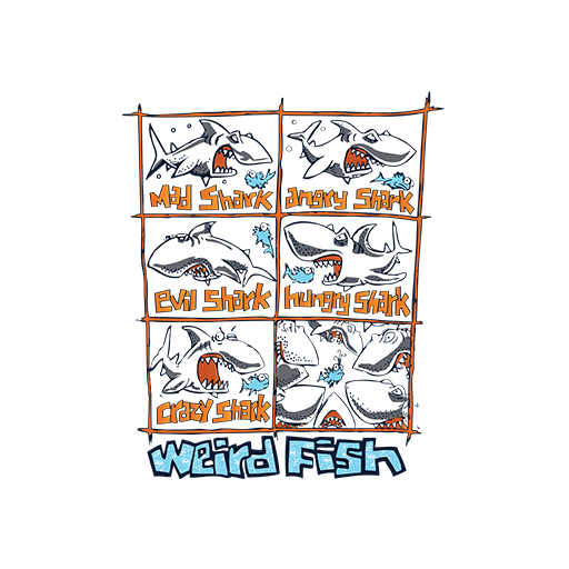 卡通鲨鱼图案手绘鲨鱼卡通动物