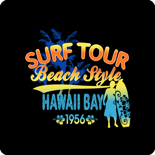 卡通英文字母图案手写英文字母冲浪印花素材椰子树