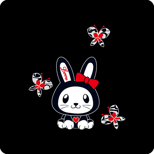 卡通兔子头像手绘简笔兔子卡通蝴蝶剪影