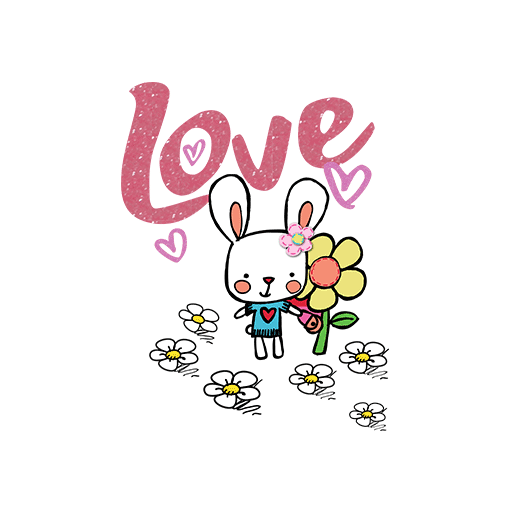 卡通兔子图案手绘兔子卡通花朵图案