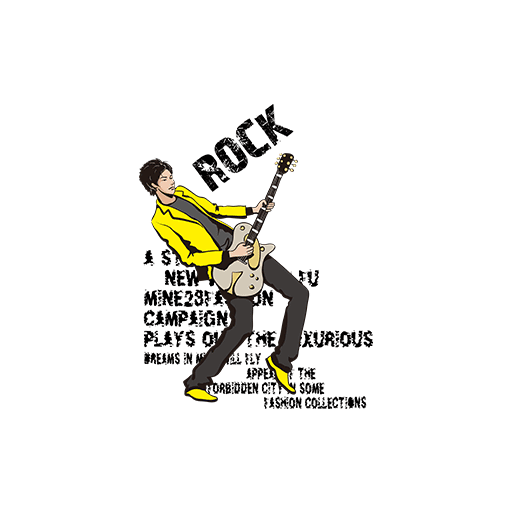 手绘男孩弹吉他男孩破碎英文字母