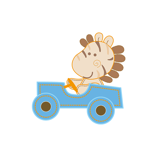 卡通狮子图案开汽车的狮子简笔卡通动物