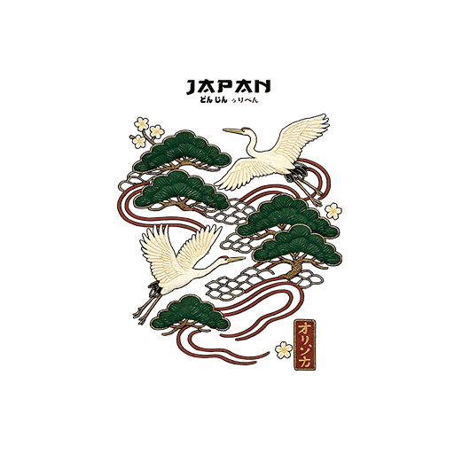 卡通飞鹤图案树木图案祥云图案