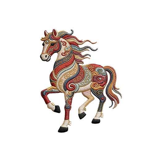 卡通马图案马绣花马图案手绘马