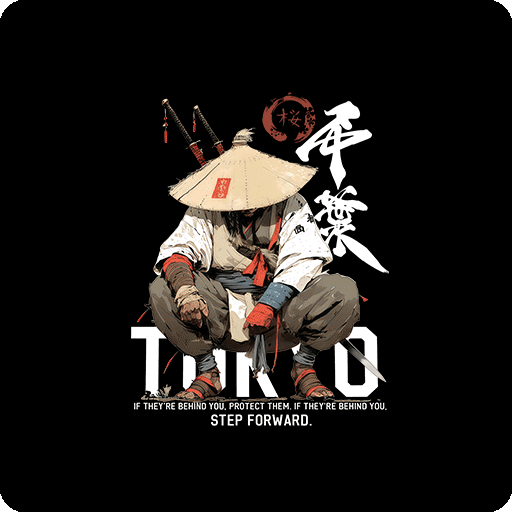 卡通武士人物戴帽子人物