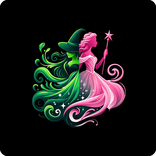 卡通人物剪影图案魔法人物巫师图案女孩剪影