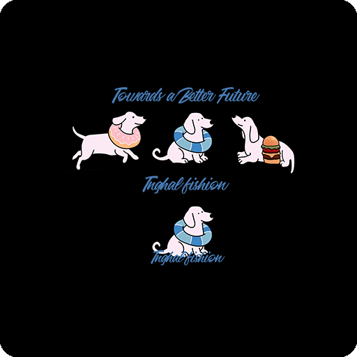 卡通狗图案手绘狗印花素材带游泳圈的狗手写英文字母