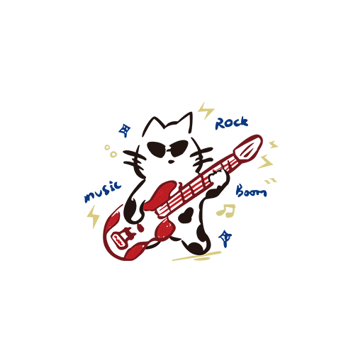 卡通猫咪图案弹吉他的猫图案