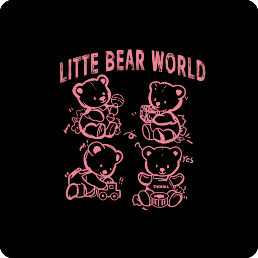 卡通小熊图案手绘小熊印花素材