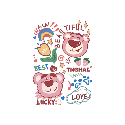 草莓熊头像卡通动物图案动画片图案