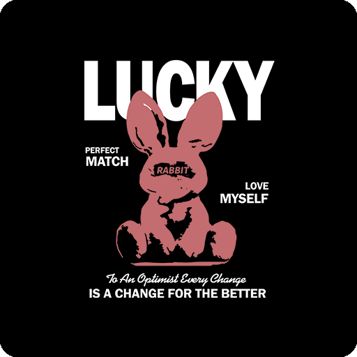 卡通兔子图案手绘兔子涂鸦兔子剪影图案LUCKY