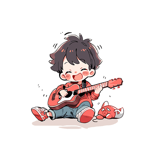 卡通男孩头像弹吉他男孩可爱卡通人物