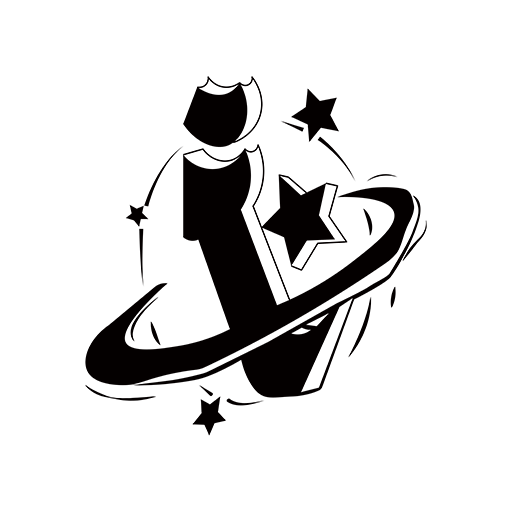 卡通字母V五角星图案