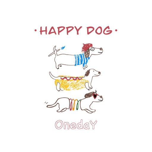 卡通狗图案三只狗印花图案卡通动物印花素材