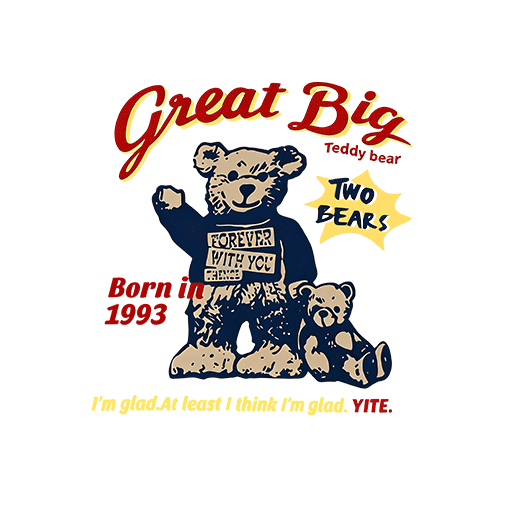 卡通小熊图案手绘小熊变形英文字母两只熊