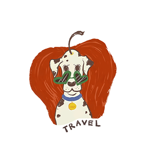 卡通狗头像手绘狗苹果图案