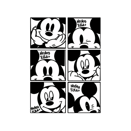 卡通米老鼠头像四方格图案