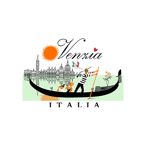 划船人物图案VENZIA印花图案建筑图案城市建筑