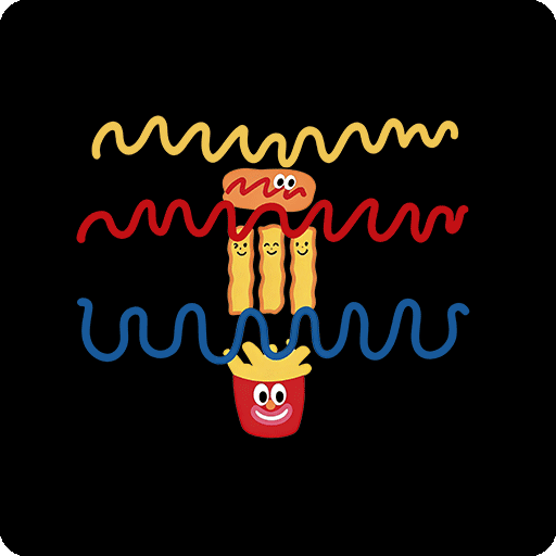 卡通食物图案手绘面包薯条