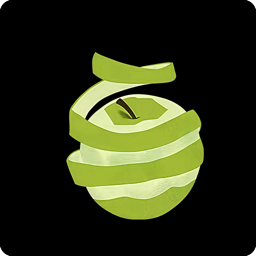 卡通苹果图案手绘苹果削皮苹果