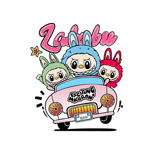卡通拉布布图案开汽车的拉布布