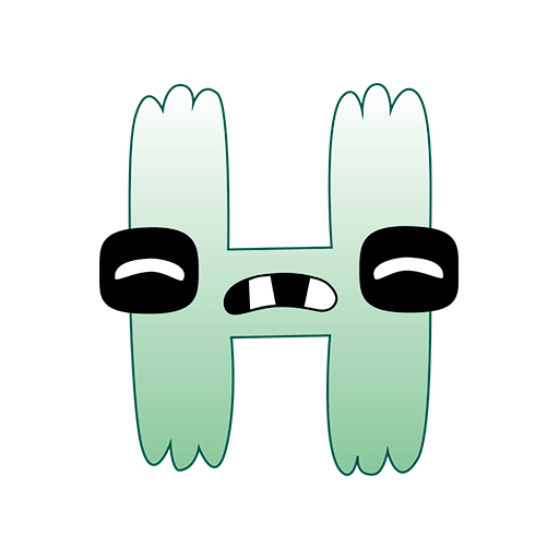 卡通字母H手写英文字母大眼睛字母H
